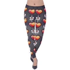 Love Heart Background Velvet Leggings