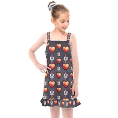 Love Heart Background Kids  Overall Dress