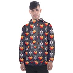 Love Heart Background Men s Front Pocket Pullover Windbreaker