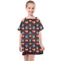 Love Heart Background Kids  One Piece Chiffon Dress