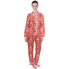 Seamless Pattern Background Satin Long Sleeve Pyjamas Set