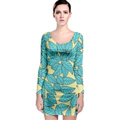 Leaves Dried Leaves Stamping Long Sleeve Bodycon Dress by Pakrebo