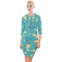 Leaves Dried Leaves Stamping Quarter Sleeve Hood Bodycon Dress by Pakrebo