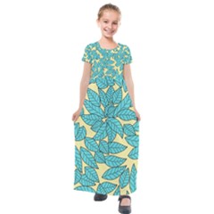 Leaves Dried Leaves Stamping Kids  Short Sleeve Maxi Dress by Pakrebo