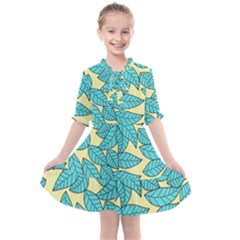 Leaves Dried Leaves Stamping Kids  All Frills Chiffon Dress