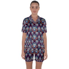 Illustrations Seamless Pattern Pattern Satin Short Sleeve Pyjamas Set by Pakrebo