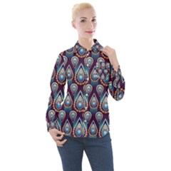 Illustrations Seamless Pattern Pattern Women s Long Sleeve Pocket Shirt