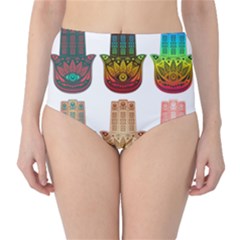 Evil Eye Protection Charm Colorful Classic High-waist Bikini Bottoms by Pakrebo