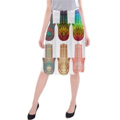 Evil Eye Protection Charm Colorful Midi Beach Skirt by Pakrebo