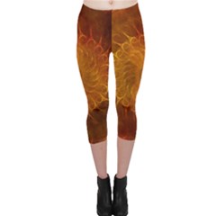 Orange Warm Hues Fractal Chaos Capri Leggings  by Pakrebo