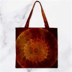 Orange Warm Hues Fractal Chaos Zipper Grocery Tote Bag by Pakrebo