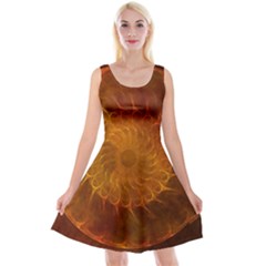 Orange Warm Hues Fractal Chaos Reversible Velvet Sleeveless Dress