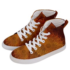 Orange Warm Hues Fractal Chaos Men s Hi-top Skate Sneakers by Pakrebo