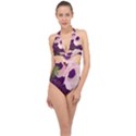 FLOWERS Halter Front Plunge Swimsuit View1