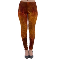 Orange Warm Hues Fractal Chaos Lightweight Velour Leggings by Pakrebo