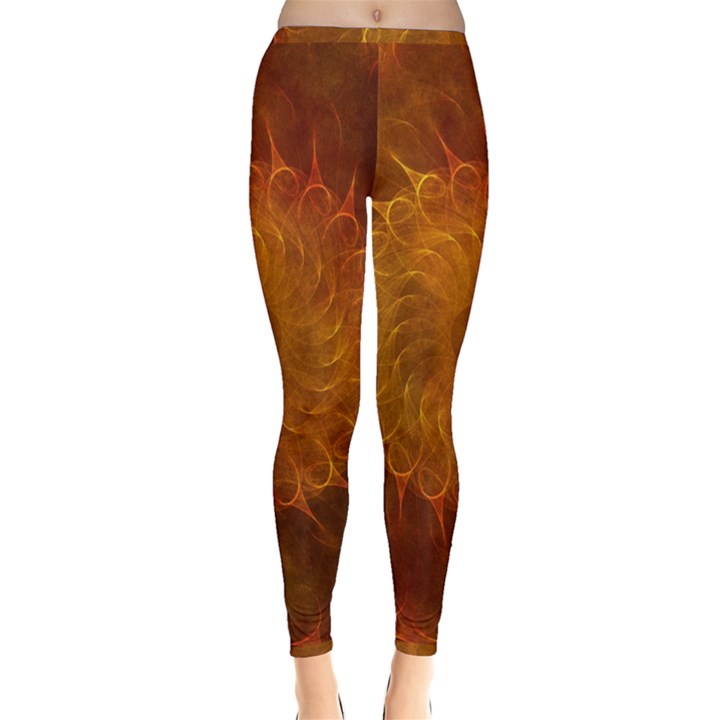 Orange Warm Hues Fractal Chaos Inside Out Leggings