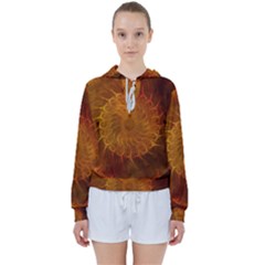 Orange Warm Hues Fractal Chaos Women s Tie Up Sweat by Pakrebo