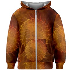 Orange Warm Hues Fractal Chaos Kids  Zipper Hoodie Without Drawstring by Pakrebo