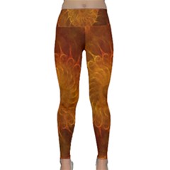 Orange Warm Hues Fractal Chaos Lightweight Velour Classic Yoga Leggings by Pakrebo