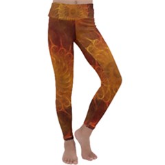 Orange Warm Hues Fractal Chaos Kids  Lightweight Velour Classic Yoga Leggings by Pakrebo