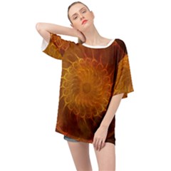 Orange Warm Hues Fractal Chaos Oversized Chiffon Top by Pakrebo