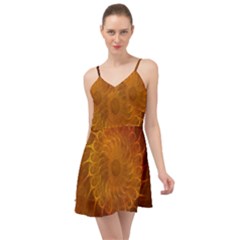 Orange Warm Hues Fractal Chaos Summer Time Chiffon Dress by Pakrebo