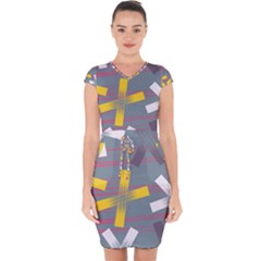 Background Abstract Non Seamless Capsleeve Drawstring Dress  by Pakrebo