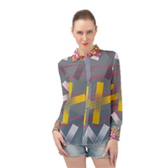 Background Abstract Non Seamless Long Sleeve Chiffon Shirt