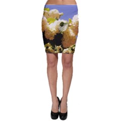 Yellow Snowball Branch Bodycon Skirt by okhismakingart