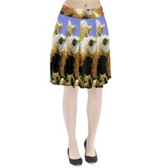 Yellow Snowball Branch Pleated Skirt by okhismakingart