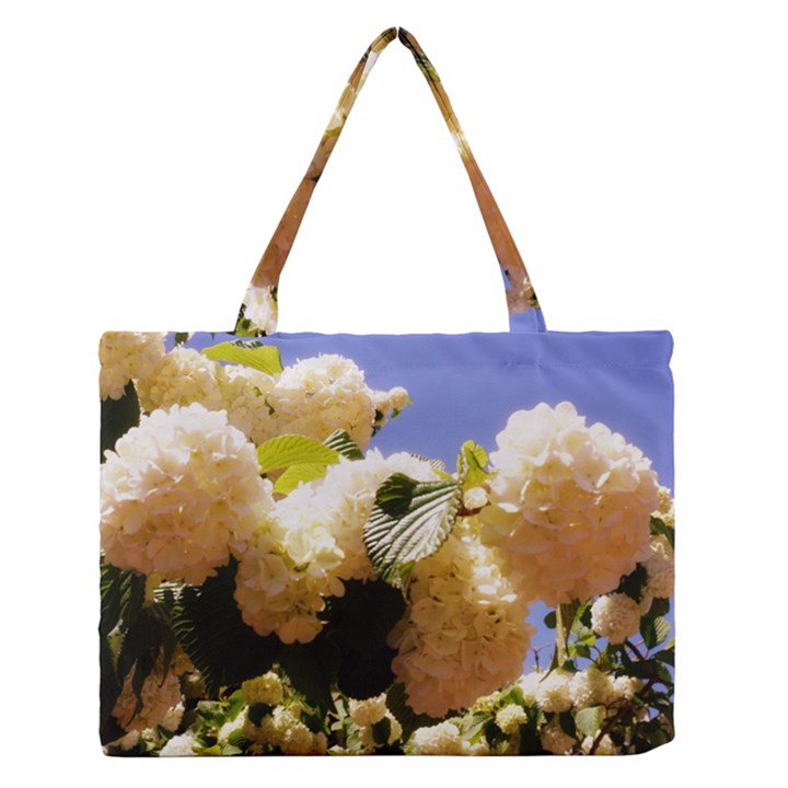 Yellow Snowball Branch Zipper Medium Tote Bag