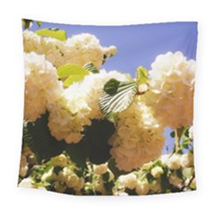 Yellow Snowball Branch Square Tapestry (large) by okhismakingart