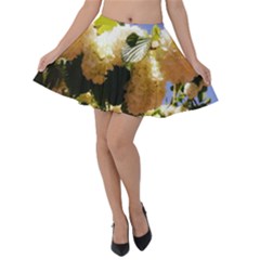 Yellow Snowball Branch Velvet Skater Skirt