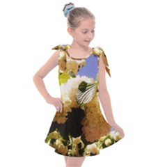 Yellow Snowball Branch Kids  Tie Up Tunic Dress by okhismakingart