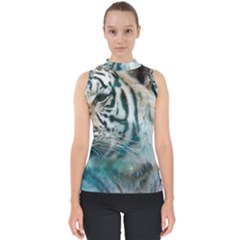 White Tiger Mock Neck Shell Top by snowwhitegirl