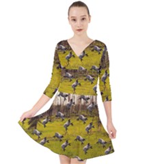 Flying Sheep Quarter Sleeve Front Wrap Dress