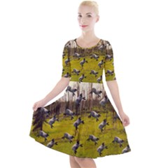 Flying Sheep Quarter Sleeve A-line Dress