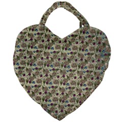 Distressed Cracked Doll Head Pattern Giant Heart Shaped Tote