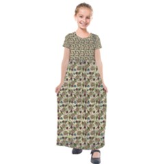 Distressed Cracked Doll Head Pattern Kids  Short Sleeve Maxi Dress by snowwhitegirl