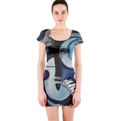 Black & Bleu Short Sleeve Bodycon Dress by valvescovi