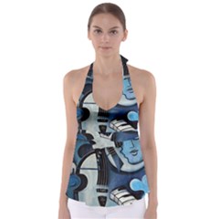 Black & Bleu Babydoll Tankini Top by valvescovi