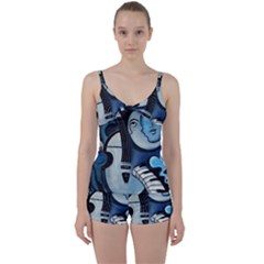 Black & Bleu Tie Front Two Piece Tankini by valvescovi