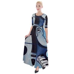 Black & Bleu Half Sleeves Maxi Dress by valvescovi