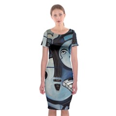 Black & Bleu Classic Short Sleeve Midi Dress by valvescovi