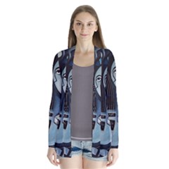 Black & Bleu Drape Collar Cardigan