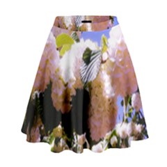 Pink Snowball Branch  High Waist Skirt by okhismakingart