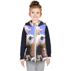 Pink Snowball Branch  Kids  Hooded Puffer Vest by okhismakingart