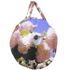 Pink Snowball Branch  Giant Round Zipper Tote by okhismakingart