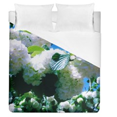 Blue Snowball Branch Duvet Cover (queen Size) by okhismakingart