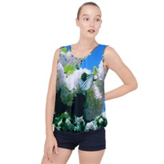 Blue Snowball Branch Bubble Hem Chiffon Tank Top by okhismakingart